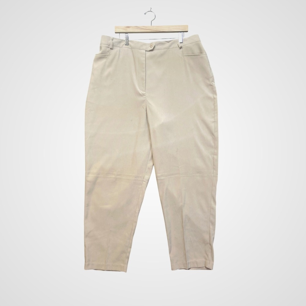 Kelly Scott Tapered Trousers Womens 2X Beige Excellent High Rise Elastic Waist